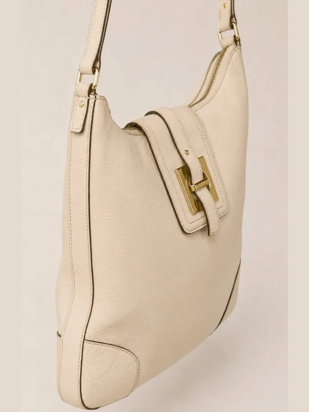 Kate Spade Gold Coast Stevie Hobo Ivory Cream Pebbled Leather Shoulder Bag